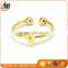 Fashion Stainless steel gold plated Letter alphabet ring with ball