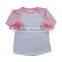 Wholesale 2016 Boutique Baby t shirt Toddler Girls Striped sleeve Raglan Shirt 3/4 Ruffle Sleeve Shirt