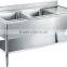 Restaurant Type Free-standing Commercial Stainless Steel Kitchen Sink with Drainboard GR-305B
