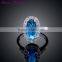 New Sapphire Blue Zircon Crystal Ring Party Exaggerated Wedding Rings for Women Platinum Plated Engagement Ring