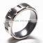 Mixed material carved titanium rings stainless steel with carved black zirconium inlaid rings