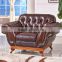 Royal button tufted leather oval sofa