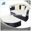 Outdoor Patio Wicker Rattan Sofa Furniture Round Retractable Canopy Daybed Black