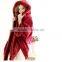 Anly wholesale new arrival women fashion wine red faux fur cape white