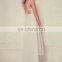 Cross Bust Chiffon Organza Lined Long Dress in Floor Pattern White Sexy Lace Gowns NT6763