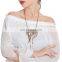 Ethnic Exaggerated Alloy Coin Beads Pendant Long Tassel Faux Suede Necklace