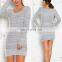 2016 Alibaba express clothes women knit dress in grey marle