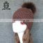 Winter beanie hat Rabbit fur wool knitted hat of the mink pom pom Shining Rhinestone hats the female for women