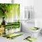 Plant Leaf Shower Curtain Set ,Waterproof Bathroom Shower Curtain with Non-Slip Rugs,Toilet Lid Cover and Bath Mat