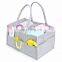 felt diaper caddy with shoulder belt trim top edge and pocket