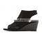women elegant design high heel open toe zip up closure with back elastic strap ladies wedges sandals shoes (LAJWG0020)