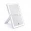 Travel Portable Make-up Mirror Touch Screen Dimming Dual Power Square Desktop LED White Make-up Mirror