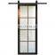 Customized Black Frame  High Quality Safety Sliding Tempered Glass Barn Door