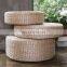 Hot Sale custom round floor cushion with metal frame Water Hyacinth Ottoman side table Yoga meditation cushion Vietnam Supplier