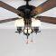 Hand Pull UL Ceiling Fan With Three Light 5 Wooden Blades