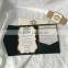 Charming navy glitter paper wedding invitations with golden glitter belt & label paper for wedding