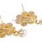 Indian Gold Plated With White Pearl Small Jhumki For Women