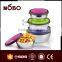 3PCS stainless steel round food container set with colorful plastic lid