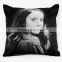 2016 hotsale 100% cotton wholesale printed portrait cushion, black and white jacquard cushion