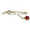 Gold Finish Sterling Silver Freshwater Pearl Red Enamel Flower Bracelet