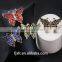 Brass cooper butterfly rhinestone brooch