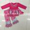 2016 Wholesale girl boutique outfits kids popular owl printing clothing sets girls long sleeve and ruffle pant set