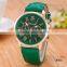 New Fashion Round 2 zones ladies cheap geneva leather watch women