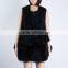 Lamb sleeveless vest with fox fur skirt bottom long vest,KZ150055
