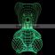 3D Optical Illusion Bear Night Lamp Night Light 10 Colorful LEDs Ultra-thin Acrylic Light Panel AA Battery or DC 5V
