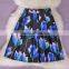 Women Fashion Retro Elegant Elastic High Waist Zipper Flower Print Pleated Midi Skirt