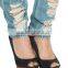 ripped destroyed light wash skinny women jeans pants (LOTX262)