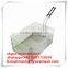 chrome plated bbq grilling basket with wooden handle