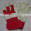 Red pig grain leather gloves