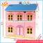 wholesale pink delicate kids wooden dollhouse beautiful children wooden chic dollhouse for sale W06A029