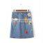 guangzhou clothing manufacturer women denim embroidery skirt pictures of long skirts and tops