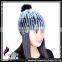 CX-C-58E Girls Fashion Wholesale Rex Rabbit Knitted Fur Hats Caps With Fur Ball