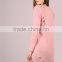 MGOO Women Longline Sweatshirt With Holes Distressed Curved Hem Tunic Dress Pink Long Sleeve