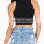 Black Plain 95% Cotton 5% Spandex Crop Top for Women Sexy Slim Fit Blank Crop Top Cheap Wholesale