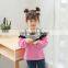S60635B 2017 New girl's stripe neck long sleeve cotton child t-shirt