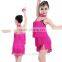 Children Kids Sexy Performance Fringed Latin Dance Dresses Girl Positive And Negative Two Wear Ballroom Dress