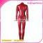 OEM Hot Red PU Leather High Neck Sheathy Sexy Jumpsuits For Women