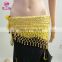 Top level new products wholesale indian chiffon gold sequins belly dance hip scarf with bells Y-2055