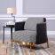 luxury fabric wood frame golden stainless steel base lounge sofa chair