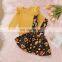 RTS Baby girls thanksgiving clothing solid color long sleeve top with pumpkin print tight skirt two-piece set