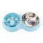 Spot Wholesale Dog Bowl Wheat Straw Slow Food Mothproof Stainless Steel Double Bowl Pet Food Slip Cat Food Basin
