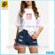 New Fashion Lady White Dropped Shoulder Seam Casual Print T-shirt