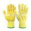 Pure Aramid cut heat sleeve  Cut Resistant Gloves with PVC Dots on Palm work safety black coated garden glove