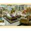 Wooden Sectionals Loveseats Set Furniture Hand Carved Flower Floor Royal Luxury Fabric Sofa