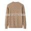 Luxury Cable Knit 100% Cashmere Pullover Crew Neck Sweater Solid Style Casual Winter Crew Neck Sweater with Front Logo