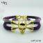 Top Sale Leather Men Bracelet with Stainless Steel Skull Real Stingray/Python Leather Bracelet with Factory Wholesale Prices